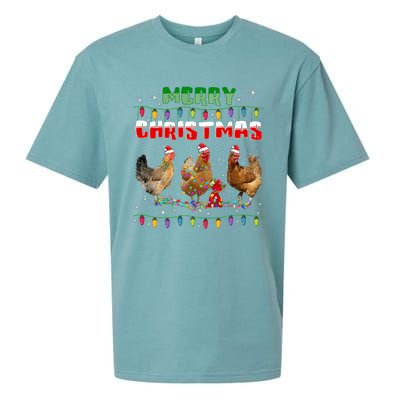 Chicken Christmas Lights Merry Xmas Chicken Sueded Cloud Jersey T-Shirt