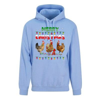 Chicken Christmas Lights Merry Xmas Chicken Unisex Surf Hoodie