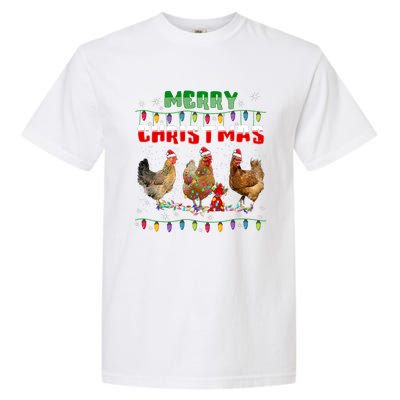 Chicken Christmas Lights Merry Xmas Chicken Garment-Dyed Heavyweight T-Shirt