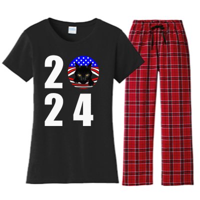 Childless Cat Ladies Vote 2024 Retro Women's Flannel Pajama Set