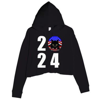 Childless Cat Ladies Vote 2024 Retro Crop Fleece Hoodie