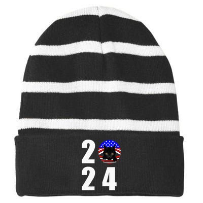 Childless Cat Ladies Vote 2024 Retro Striped Beanie with Solid Band