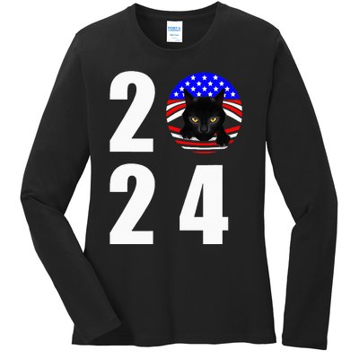 Childless Cat Ladies Vote 2024 Retro Ladies Long Sleeve Shirt