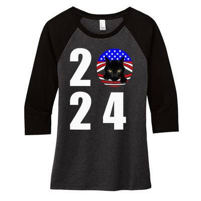 Childless Cat Ladies Vote 2024 Retro Women's Tri-Blend 3/4-Sleeve Raglan Shirt