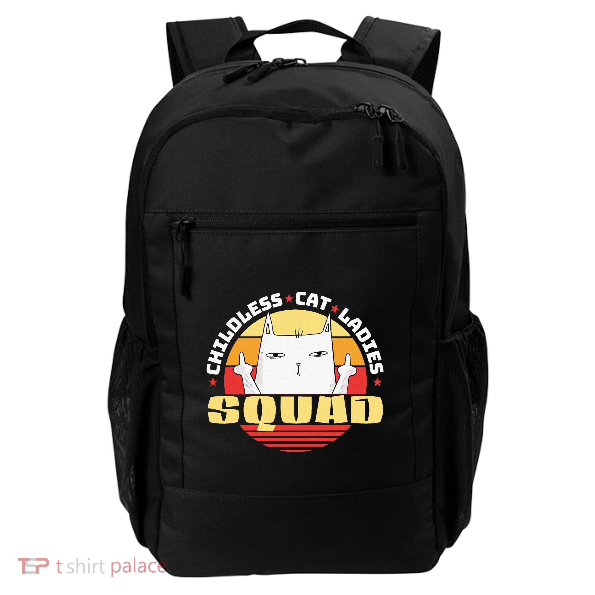 Childless Cat Ladies Squad Club Lady Funny Middle Finger Daily Commute Backpack