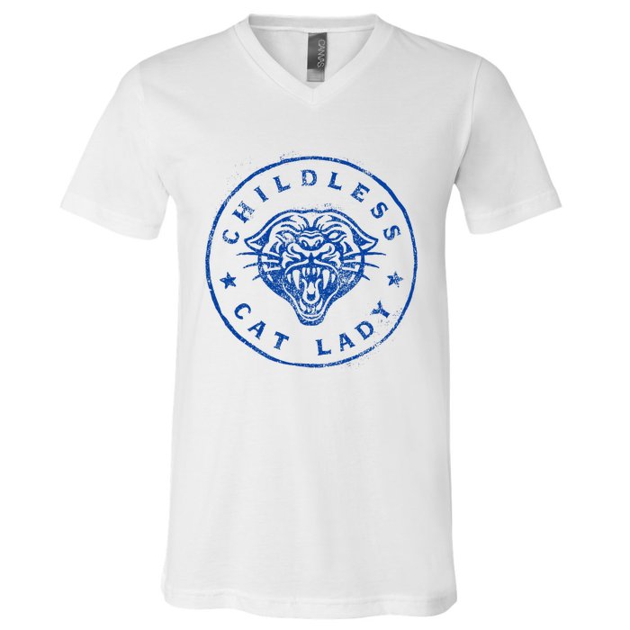 Childless Cat Lady Brave Proud Independent Apparel V-Neck T-Shirt