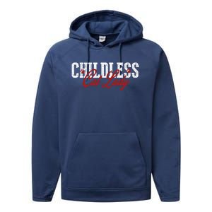 Childless Cat Lady Cat Ladies For Kamala Harris 2024 Performance Fleece Hoodie