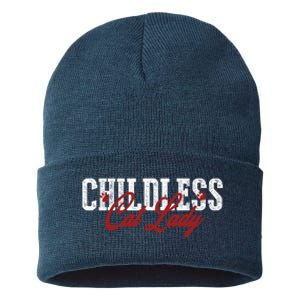 Childless Cat Lady Cat Ladies For Kamala Harris 2024 Sustainable Knit Beanie