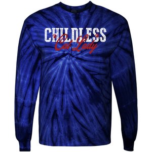 Childless Cat Lady Cat Ladies For Kamala Harris 2024 Tie-Dye Long Sleeve Shirt