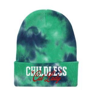 Childless Cat Lady Cat Ladies For Kamala Harris 2024 Tie Dye 12in Knit Beanie