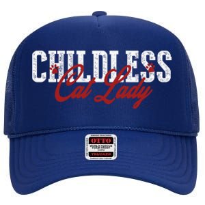 Childless Cat Lady Cat Ladies For Kamala Harris 2024 High Crown Mesh Back Trucker Hat