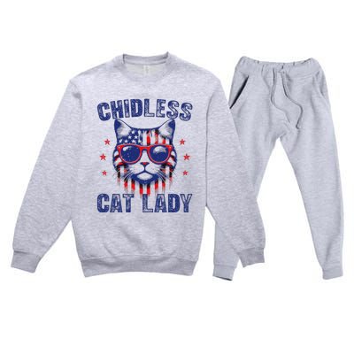 Childless Cat Ladies For Kamala Harris 2024 Election Premium Crewneck Sweatsuit Set