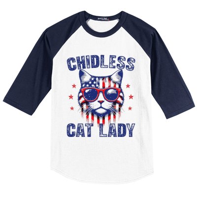 Childless Cat Ladies For Kamala Harris 2024 Election Baseball Sleeve Shirt