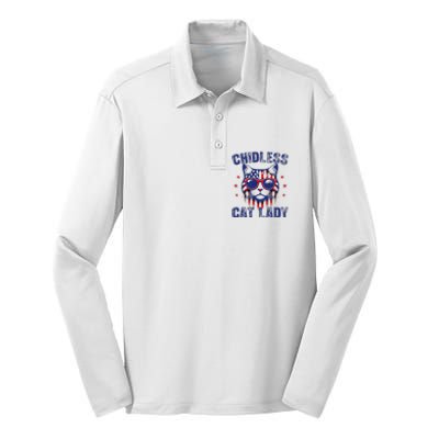 Childless Cat Ladies For Kamala Harris 2024 Election Silk Touch Performance Long Sleeve Polo