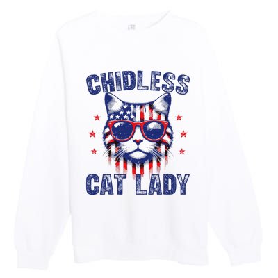 Childless Cat Ladies For Kamala Harris 2024 Election Premium Crewneck Sweatshirt