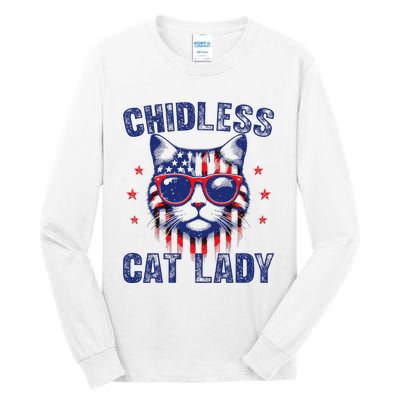 Childless Cat Ladies For Kamala Harris 2024 Election Tall Long Sleeve T-Shirt