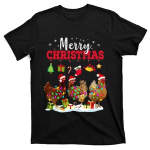 Chicken Christmas Lights Merry Xmas Family Matching Pajama T-Shirt