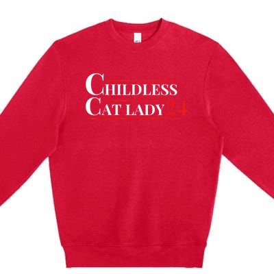 Childless Cat Lady Funny Voting Election 2024 Usa Kamala Harris 2024 Premium Crewneck Sweatshirt