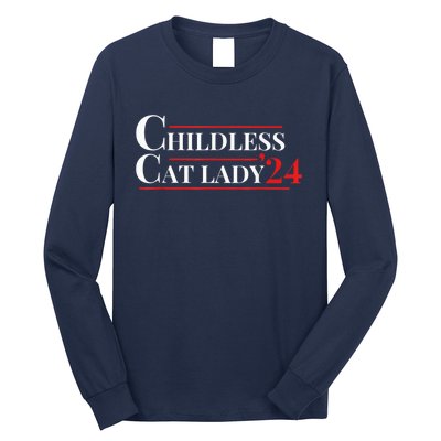 Childless Cat Lady Funny Voting Election 2024 Usa Kamala Harris 2024 Long Sleeve Shirt