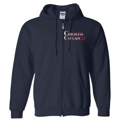 Childless Cat Lady Funny Voting Election 2024 Usa Kamala Harris 2024 Full Zip Hoodie