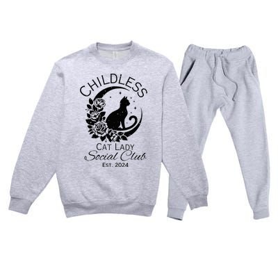 Childless Cat Lady Social Club Meme Cat Kamala Harris 2024 Premium Crewneck Sweatsuit Set