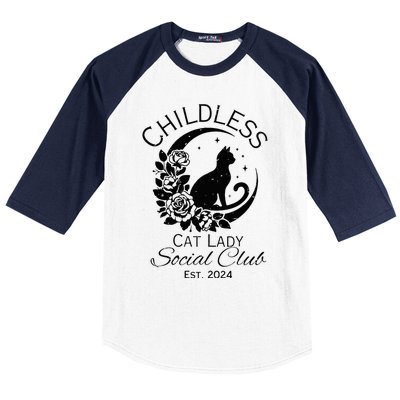 Childless Cat Lady Social Club Meme Cat Kamala Harris 2024 Baseball Sleeve Shirt