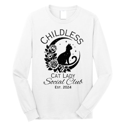 Childless Cat Lady Social Club Meme Cat Kamala Harris 2024 Long Sleeve Shirt