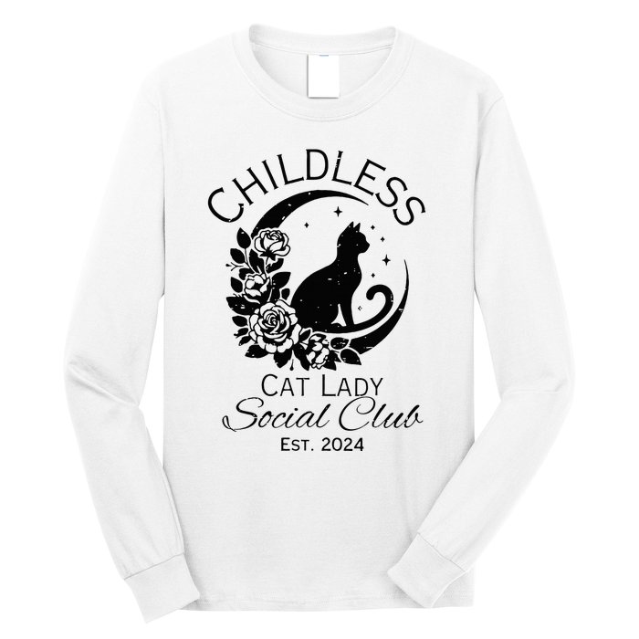 Childless Cat Lady Social Club Meme Cat Kamala Harris 2024 Long Sleeve Shirt