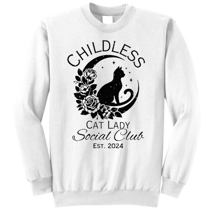 Childless Cat Lady Social Club Meme Cat Kamala Harris 2024 Sweatshirt