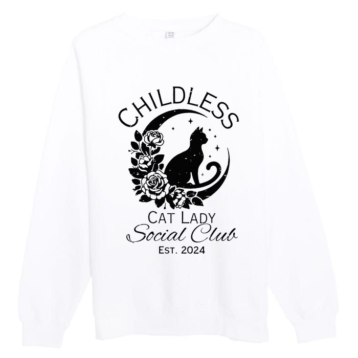 Childless Cat Lady Social Club Meme Cat Kamala Harris 2024 Premium Crewneck Sweatshirt