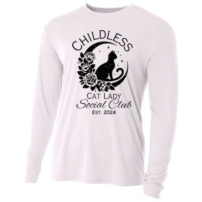 Childless Cat Lady Social Club Meme Cat Kamala Harris 2024 Cooling Performance Long Sleeve Crew