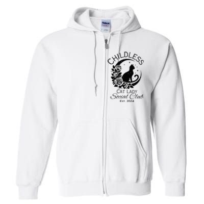 Childless Cat Lady Social Club Meme Cat Kamala Harris 2024 Full Zip Hoodie