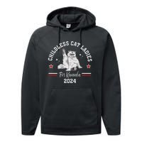 Childless Cat Ladies For Kamala Harris 2024 Election Performance Fleece Hoodie