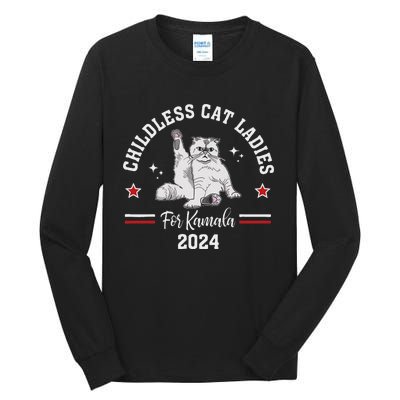 Childless Cat Ladies For Kamala Harris 2024 Election Tall Long Sleeve T-Shirt