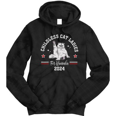 Childless Cat Ladies For Kamala Harris 2024 Election Tie Dye Hoodie