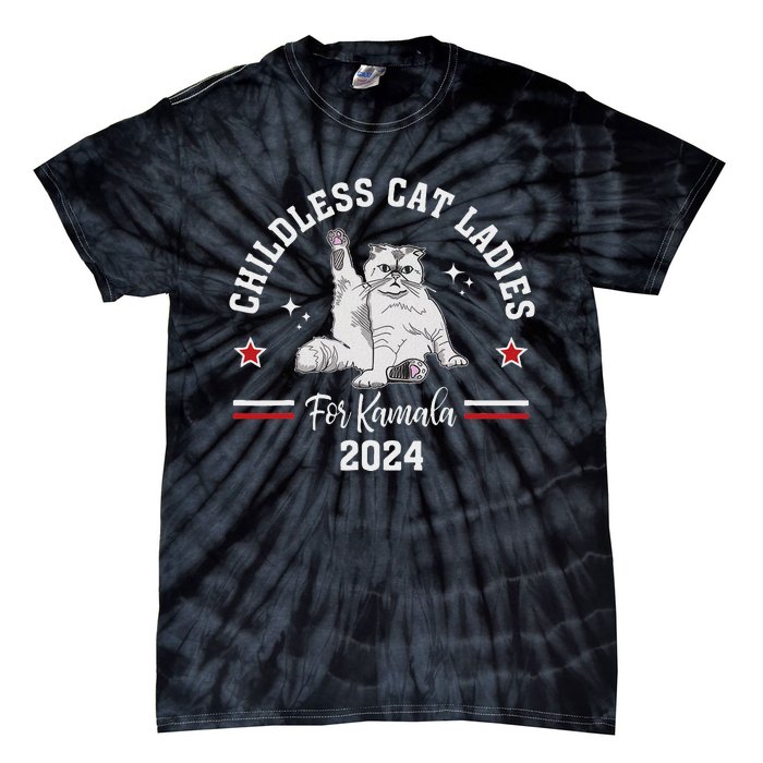 Childless Cat Ladies For Kamala Harris 2024 Election Tie-Dye T-Shirt