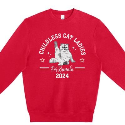 Childless Cat Ladies For Kamala Harris 2024 Election Premium Crewneck Sweatshirt