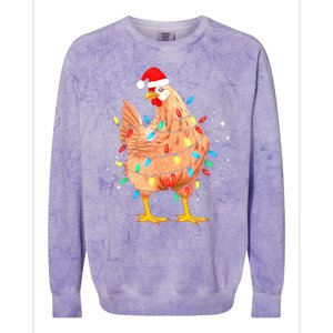 Chicken Christmas Lights Farm Animal Funny Xmas Colorblast Crewneck Sweatshirt