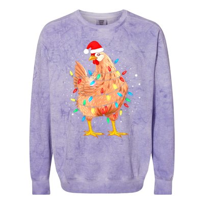 Chicken Christmas Lights Farm Animal Funny Xmas Colorblast Crewneck Sweatshirt