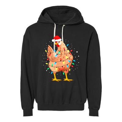 Chicken Christmas Lights Farm Animal Funny Xmas Garment-Dyed Fleece Hoodie