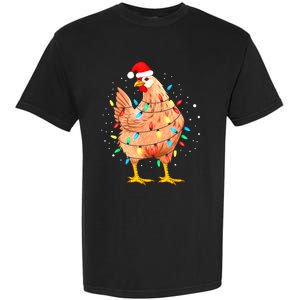 Chicken Christmas Lights Farm Animal Funny Xmas Garment-Dyed Heavyweight T-Shirt