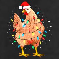 Chicken Christmas Lights Farm Animal Funny Xmas 7 Panel Mesh Trucker Snapback Hat