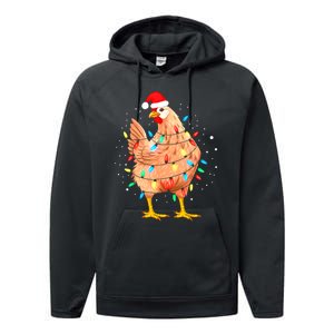 Chicken Christmas Lights Farm Animal Funny Xmas Performance Fleece Hoodie