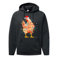 Chicken Christmas Lights Farm Animal Funny Xmas Performance Fleece Hoodie