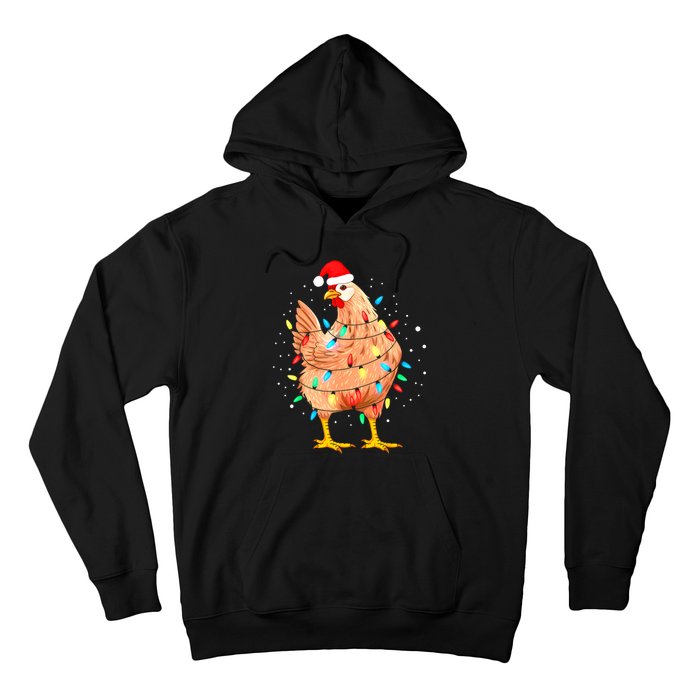 Chicken Christmas Lights Farm Animal Funny Xmas Hoodie