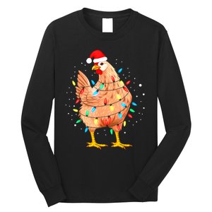 Chicken Christmas Lights Farm Animal Funny Xmas Long Sleeve Shirt