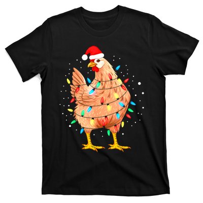 Chicken Christmas Lights Farm Animal Funny Xmas T-Shirt