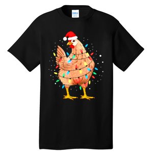 Chicken Christmas Lights Farm Animal Funny Xmas Tall T-Shirt