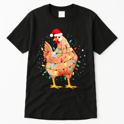 Chicken Christmas Lights Farm Animal Funny Xmas Tall T-Shirt