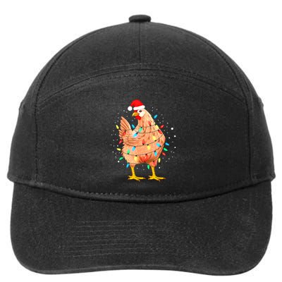 Chicken Christmas Lights Farm Animal Funny Xmas 7-Panel Snapback Hat
